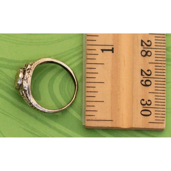 Vintage Gold Tone Dainty Floral Disc Art Nouveau Ring Size 5 - W6 - Picture 3 of 3